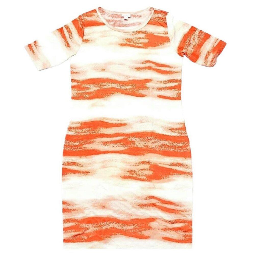 NEW XL LuLaRoe Julia Pencil Dress‎ Orange White Tie Dye Slim Fitted Knee 90S Y2K